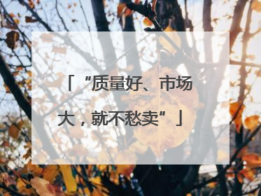 “质量好、市场大，就不愁卖”